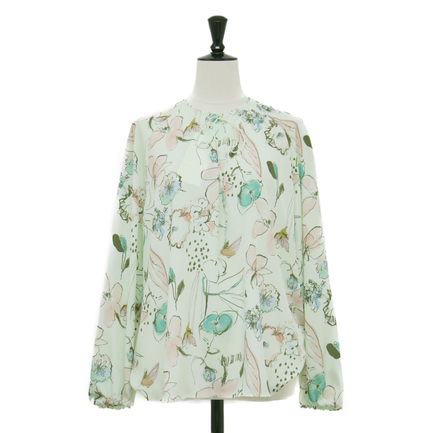 25春夏 ブルームフラワープリント パイピング リボン ブラウス / プルオーバー 長袖 花柄 ラグラン