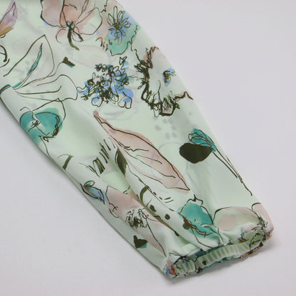 25春夏 ブルームフラワープリント パイピング リボン ブラウス / プルオーバー 長袖 花柄 ラグラン