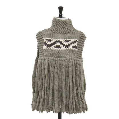 21秋冬 ハイネック カウチンニット ベスト / COWICHAN SWEATER NECK WARMER プルオーバー フリンジ ローゲージ ウール