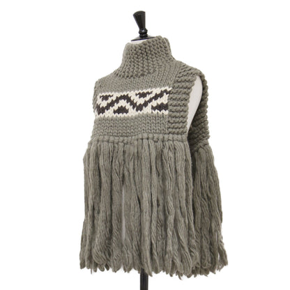 21秋冬 ハイネック カウチンニット ベスト / COWICHAN SWEATER NECK WARMER プルオーバー フリンジ ローゲージ ウール
