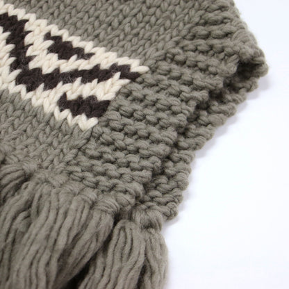 21秋冬 ハイネック カウチンニット ベスト / COWICHAN SWEATER NECK WARMER プルオーバー フリンジ ローゲージ ウール