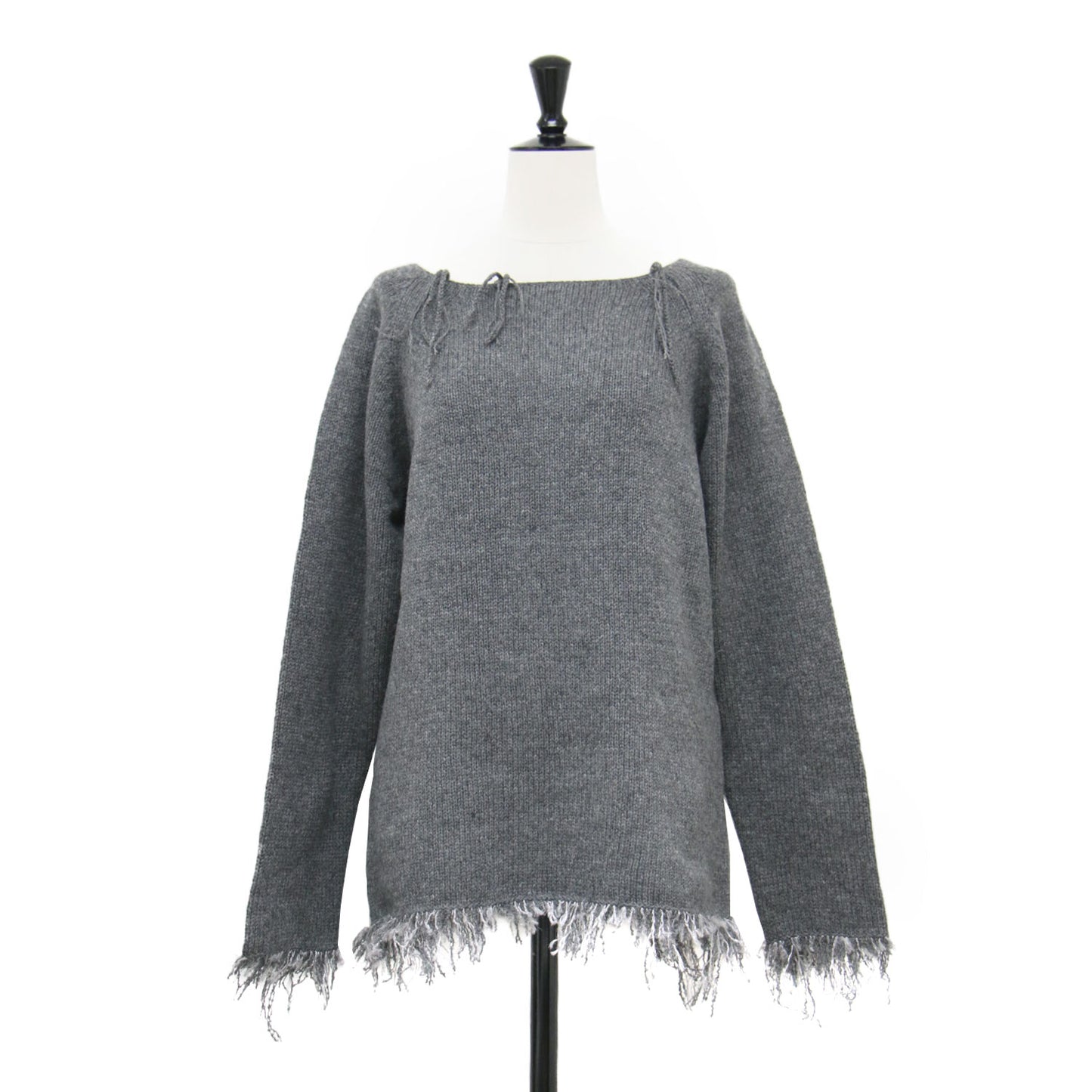 25秋冬 フレイドヘム ニット プルオーバー / 5G FRAYED HEM SWEATER 長袖 コンパクト フリンジ 天竺編み ウール