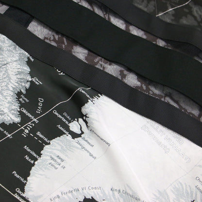 20春夏 シアー マップ プリント ワイドブラウス / シャツ ハイネック 長袖 ドロップショルダー メッシュ