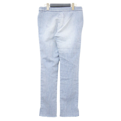 ダメージ加工 ヒッコリー裏毛パンツ / R.H.VINTAGE イージーパンツ フルレングス ウエストゴム ドローコード ストライプ ストレッチ ステッチ カットオフ コットン