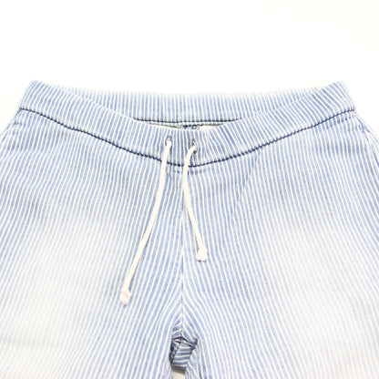 ダメージ加工 ヒッコリー裏毛パンツ / R.H.VINTAGE イージーパンツ フルレングス ウエストゴム ドローコード ストライプ ストレッチ ステッチ カットオフ コットン