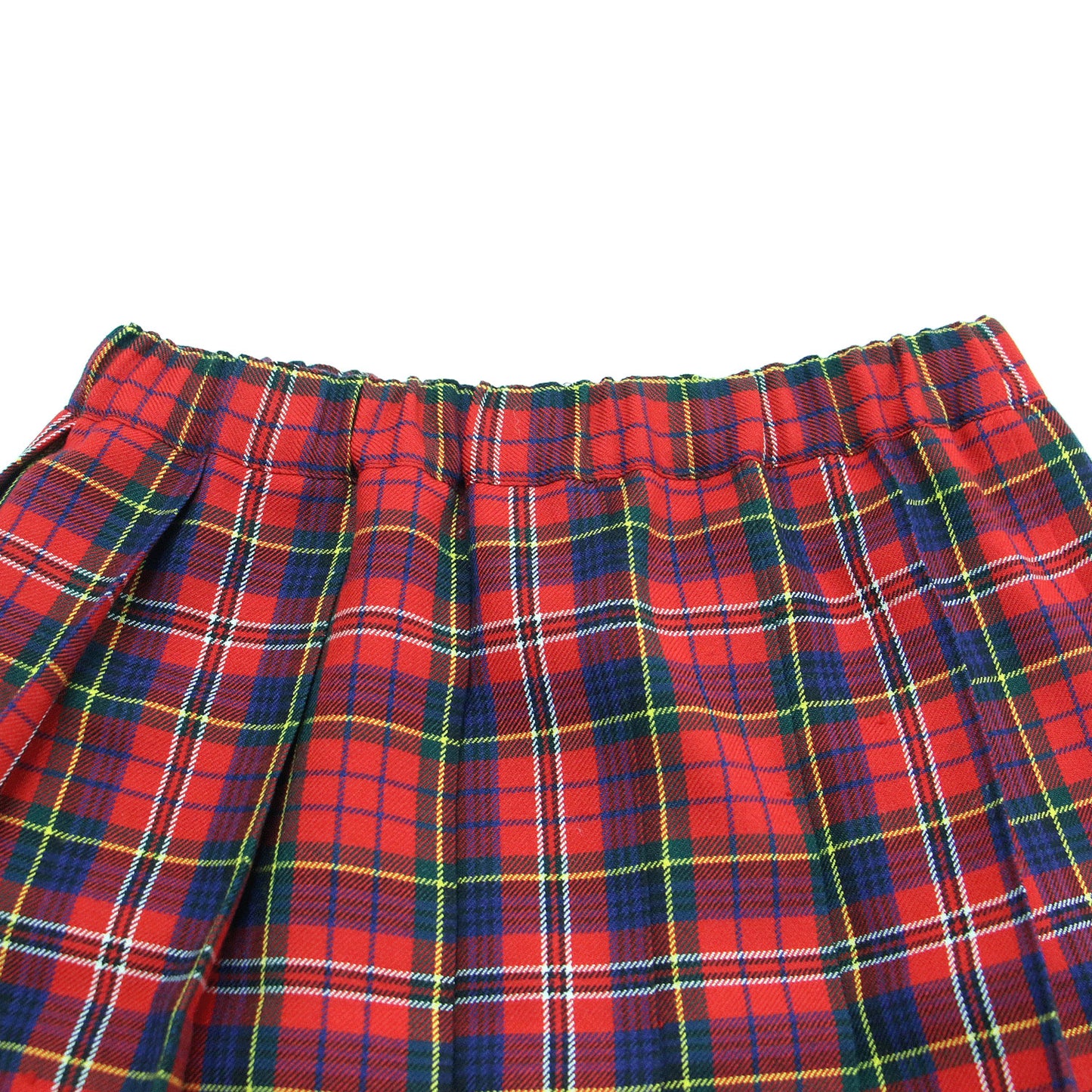 ウール チェック フレアスカート / プリーツスカート ミモレ丈 ウエストゴム Aライン