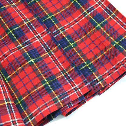 ウール チェック フレアスカート / プリーツスカート ミモレ丈 ウエストゴム Aライン