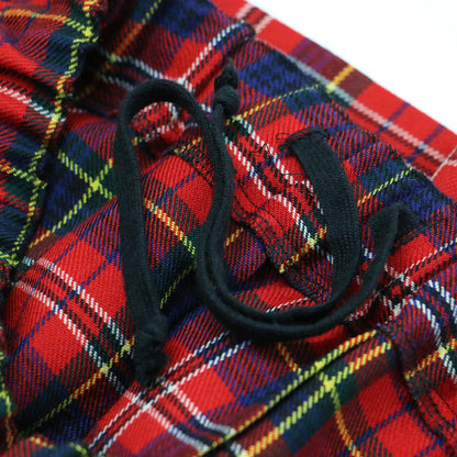 ウール チェック フレアスカート / プリーツスカート ミモレ丈 ウエストゴム Aライン