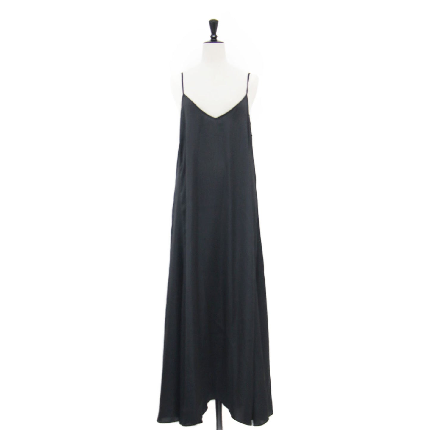 24秋冬 ヴィンテージサテン キャミ ワンピース / Vintage satin cami ドレス ロング丈 マキシ丈 Vライン フレア ドレープ