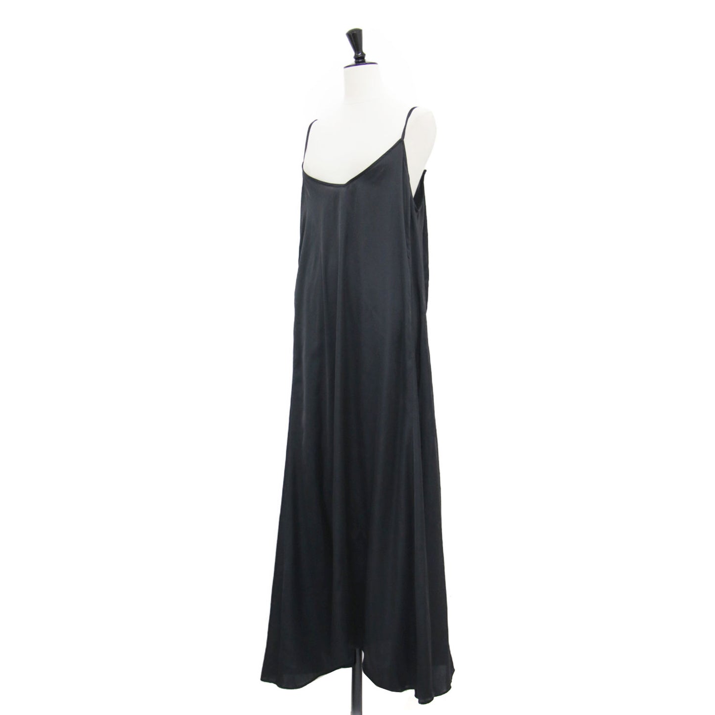 24秋冬 ヴィンテージサテン キャミ ワンピース / Vintage satin cami ドレス ロング丈 マキシ丈 Vライン フレア ドレープ