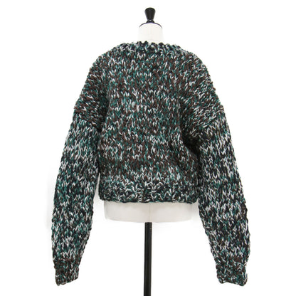 24秋冬 ミックスカラー ハンド ニット ショート / mix color hand KNIT short プルオーバー クルーネック 長袖 ローゲージ ウール