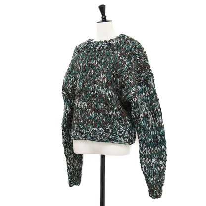 24秋冬 ミックスカラー ハンド ニット ショート / mix color hand KNIT short プルオーバー クルーネック 長袖 ローゲージ ウール