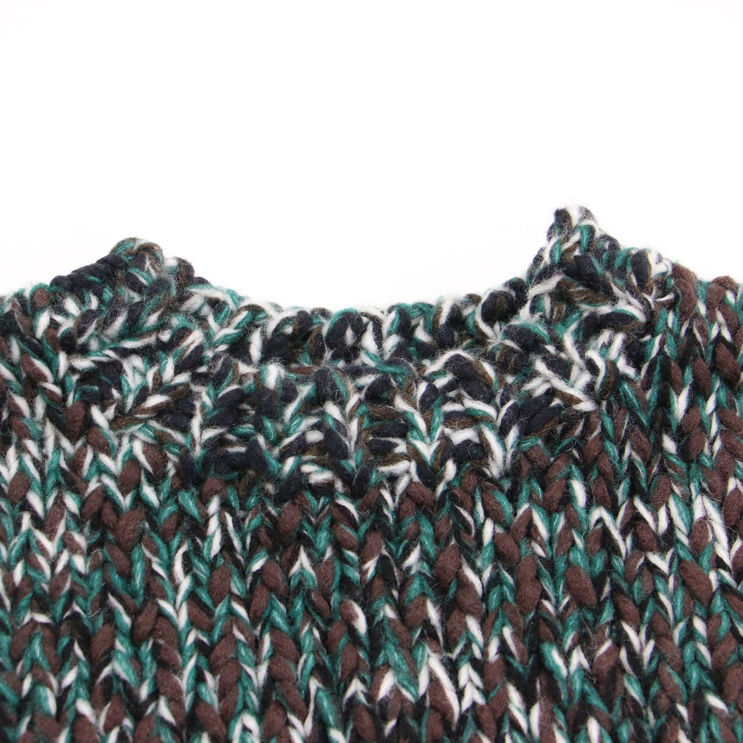 24秋冬 ミックスカラー ハンド ニット ショート / mix color hand KNIT short プルオーバー クルーネック 長袖 ローゲージ ウール