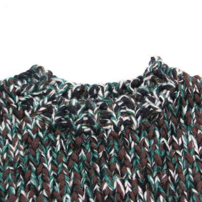 24秋冬 ミックスカラー ハンド ニット ショート / mix color hand KNIT short プルオーバー クルーネック 長袖 ローゲージ ウール