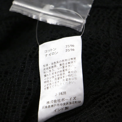 25春夏 レースシャツ カーディガン / ブラウス 長袖 クルーネック ワイド かぎ編み シアー 花柄 コットン