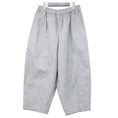 24春夏 コットン リネン バフクロス バルーンパンツ / ワイドパンツ ウエストゴム クロップド丈 テーパード