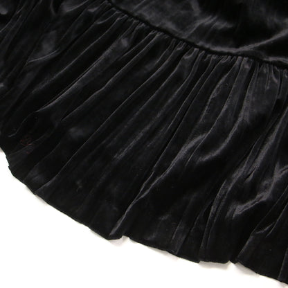 25秋冬 ベロアティアード スカート / ウエストゴム フレア ティアード プリーツ