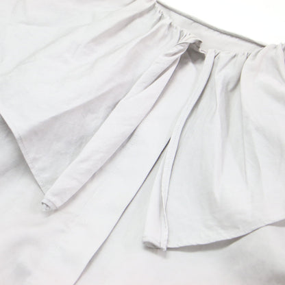 23秋冬 コットン シルク サテン ラッフルカラーブラウス / シャツ 長袖 ギャザー タック 比翼ボタン