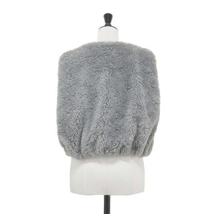 24秋冬 ランダムファー ショートベスト / ショート丈 ノーカラー パフシルエット コンパクト