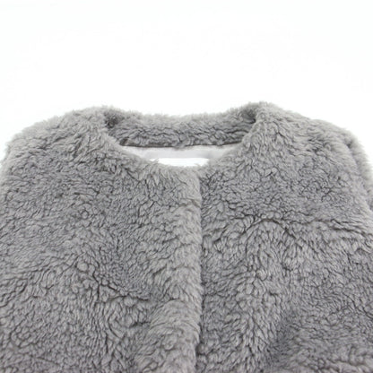 24秋冬 ランダムファー ショートベスト / ショート丈 ノーカラー パフシルエット コンパクト