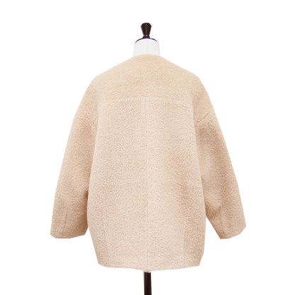22秋冬 スーリーアストラカン ノーカラーショートコート / ジャケット 長袖 ミドル丈 アルパカ