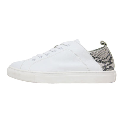 2WAY 型押し レザーシューズ / スニーカー レースアップ ローカット 刺繍