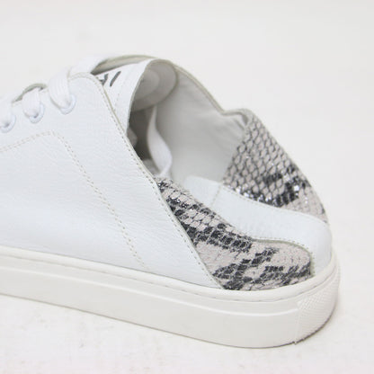 2WAY 型押し レザーシューズ / スニーカー レースアップ ローカット 刺繍