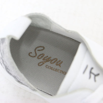 2WAY 型押し レザーシューズ / スニーカー レースアップ ローカット 刺繍