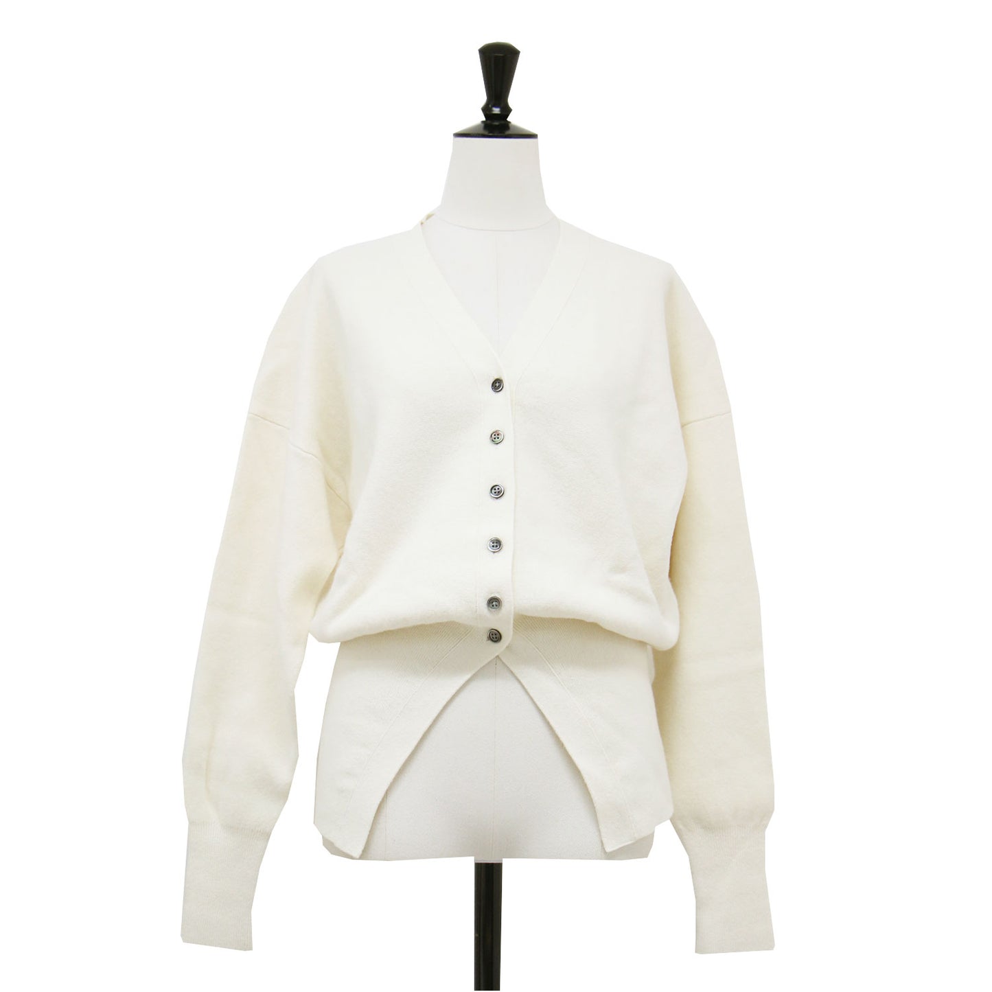 23秋冬 ミラノリブ Vネック カーディガン / ニット 長袖 ドロップショルダー ミドル丈 ウール カシミヤ