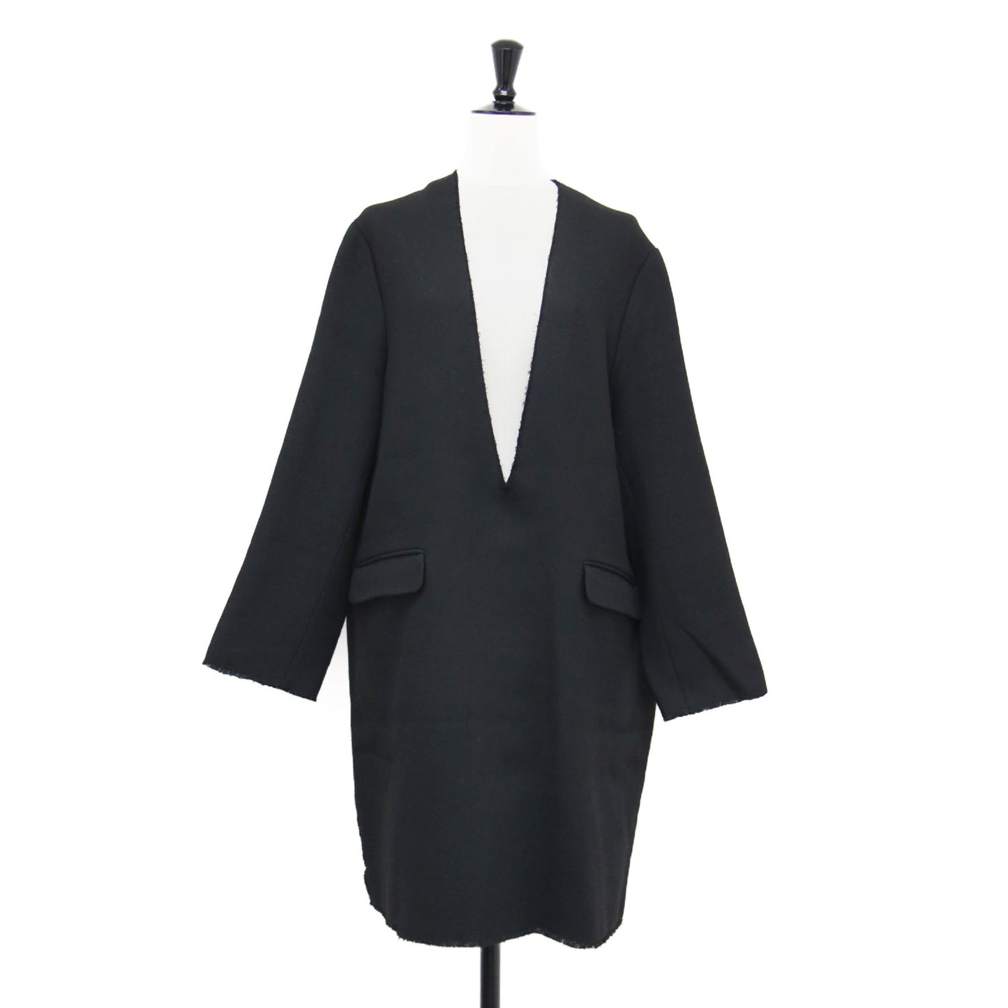 22秋冬 V/Nチュニック / ワンピース 長袖 Vネック 膝丈 カットオフ ストレート