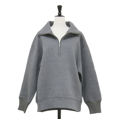 24秋冬 ダンボール ハーフジップ プルオーバー / スウェット 長袖 ドロップショルダー ワイドスリーブ ストレッチ