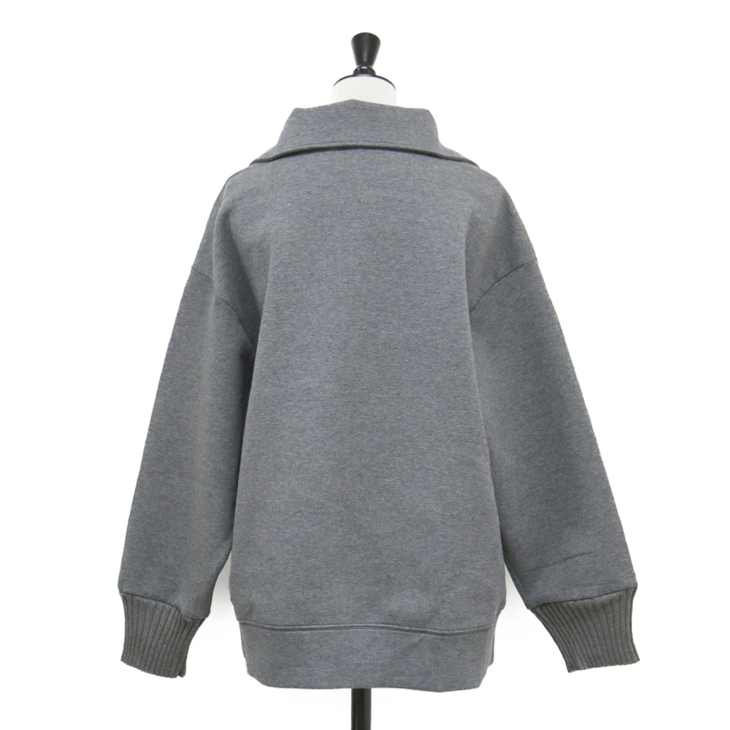 24秋冬 ダンボール ハーフジップ プルオーバー / スウェット 長袖 ドロップショルダー ワイドスリーブ ストレッチ