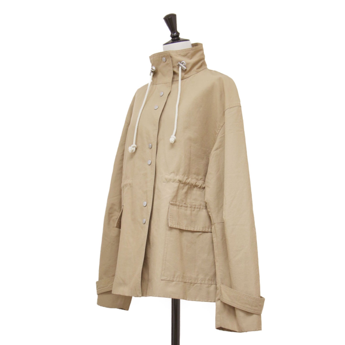 マウンテンナイロンジャケット / Mountain Nylon Jacket ブルゾン スタンドカラー 長袖 ドロップショルダー ドローコード 撥水 コットン