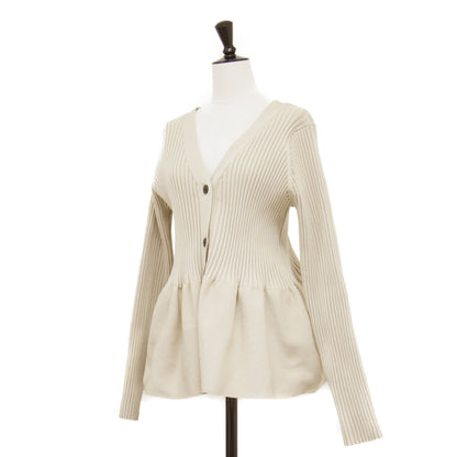 ペプラム 2WAY カーデ / カーディガン プルオーバー 長袖 Vネック ミドル丈 リブ ストレッチ