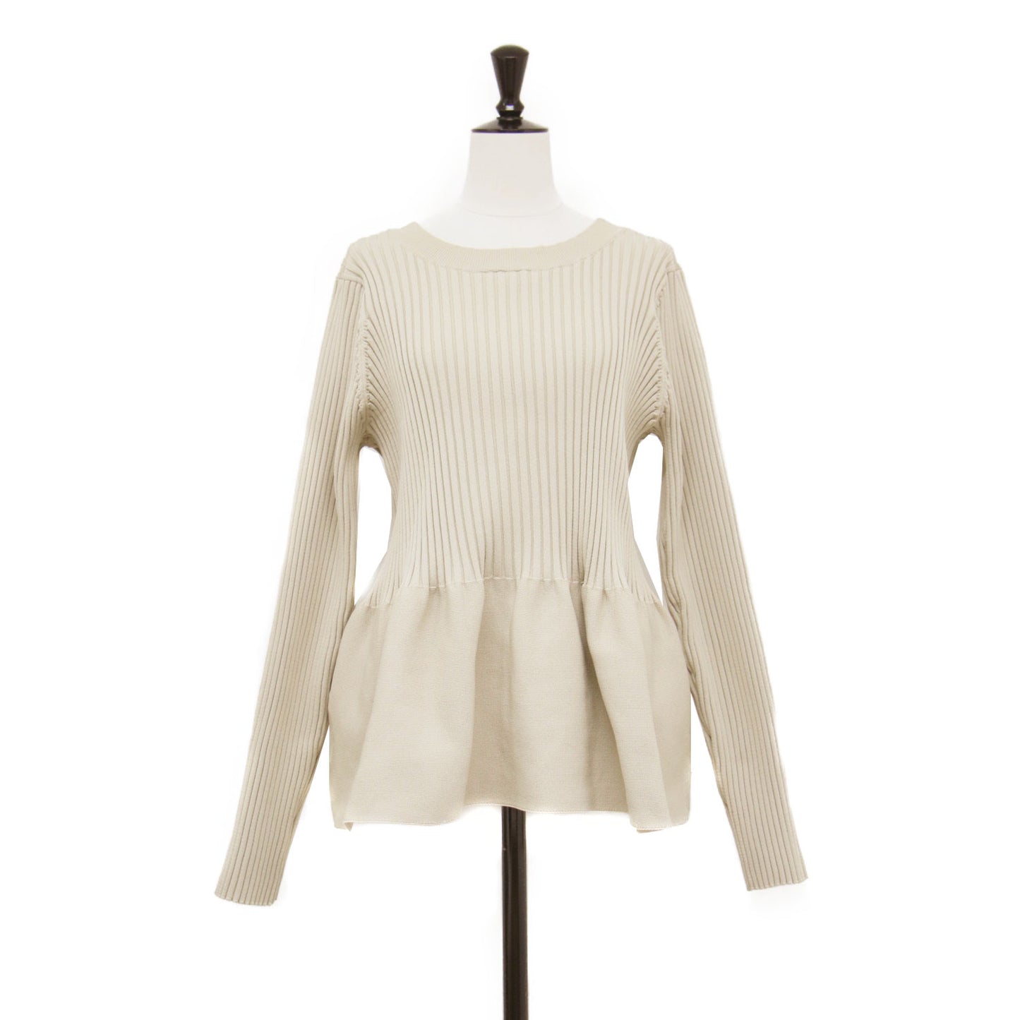 ペプラム 2WAY カーデ / カーディガン プルオーバー 長袖 Vネック ミドル丈 リブ ストレッチ