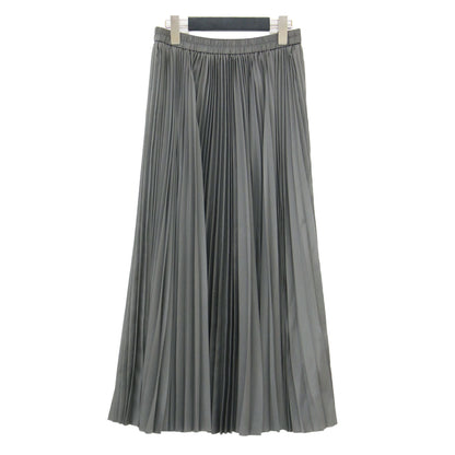 24秋冬 プリーツスカート / Refined Pleats Pilil Skirt フレア ロング丈 ウエストゴム Aライン