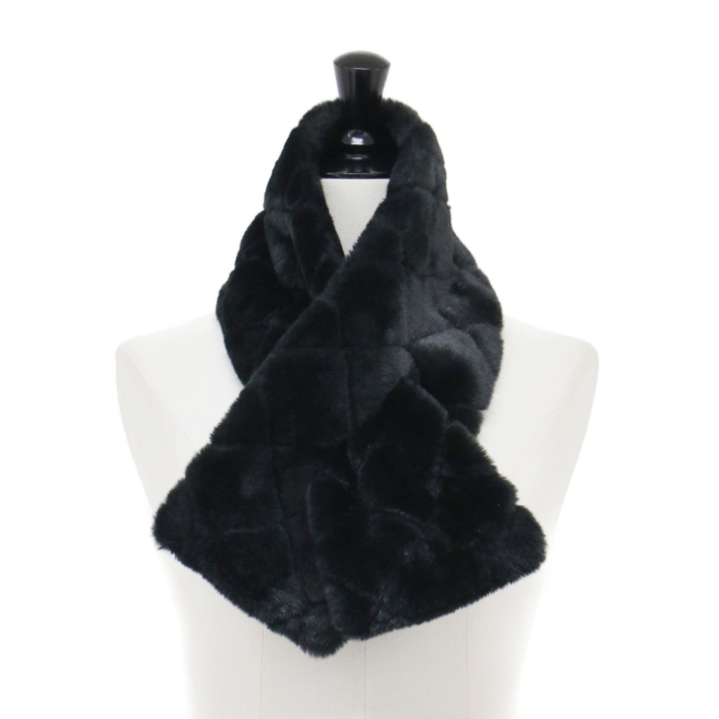 エコファー ティペット / フェイクファー マフラー 差し込み キルティング風 ゴールド プレート