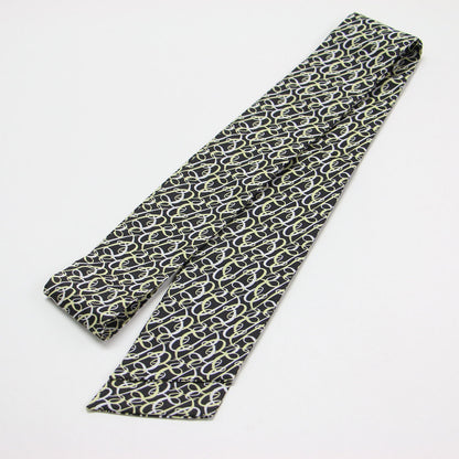 24秋冬 BBカリグラフィプリント ボウタイワンピース / ドレス 長袖 シャツカラー ミディ丈 リボン 総柄 ギャザー