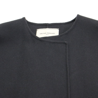 22秋冬 リバー ノーカラーベスト / ジレ ロング丈 スリット リボン ウール