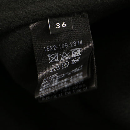 22秋冬 リバー ノーカラーベスト / ジレ ロング丈 スリット リボン ウール