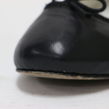 マットレザー バレリーナ フラットパンプス / Ballerina バレエシューズ リボン ラウンドトゥ