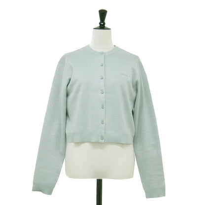 25秋冬 emmiロゴ アンサンブル ニット トップス / カーディガン ハーフスリーブ クルーネック リブ ラメ 刺繍