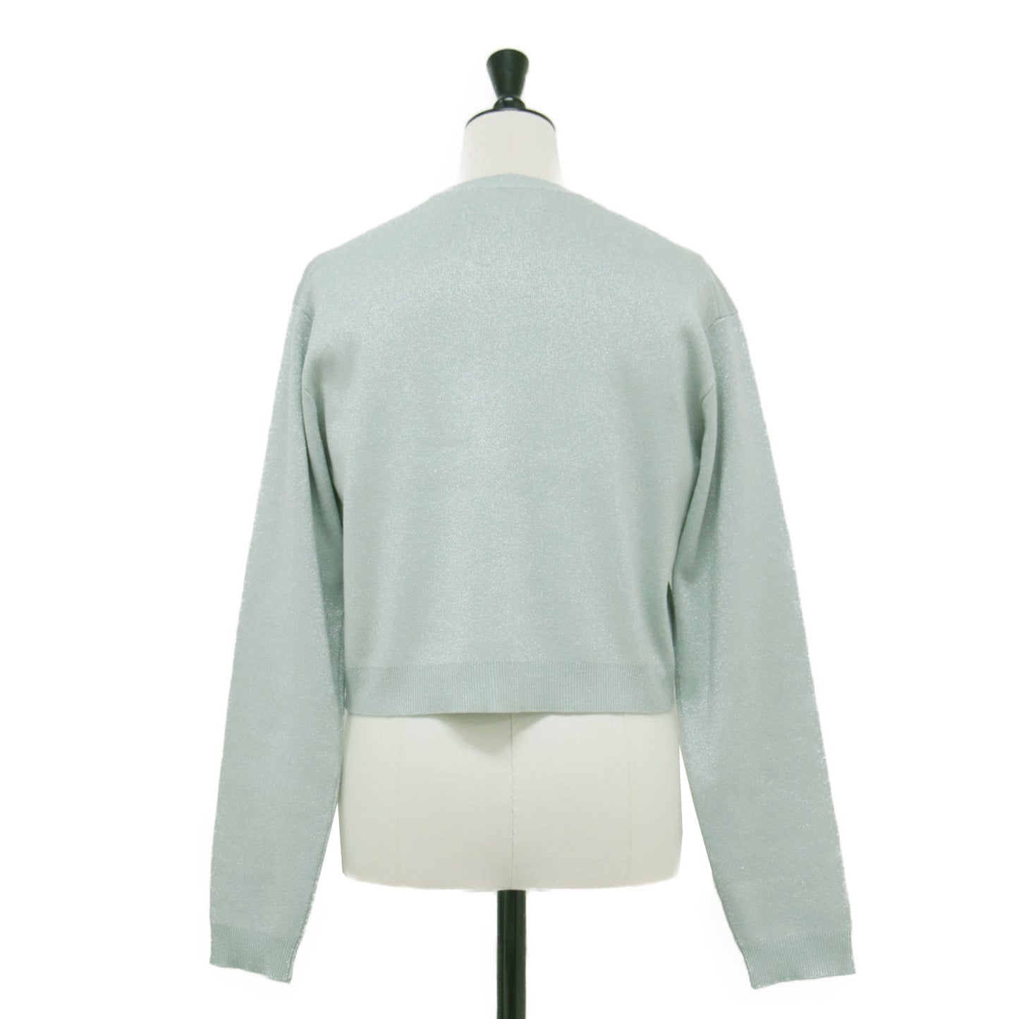 25秋冬 emmiロゴ アンサンブル ニット トップス / カーディガン ハーフスリーブ クルーネック リブ ラメ 刺繍