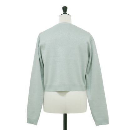 25秋冬 emmiロゴ アンサンブル ニット トップス / カーディガン ハーフスリーブ クルーネック リブ ラメ 刺繍