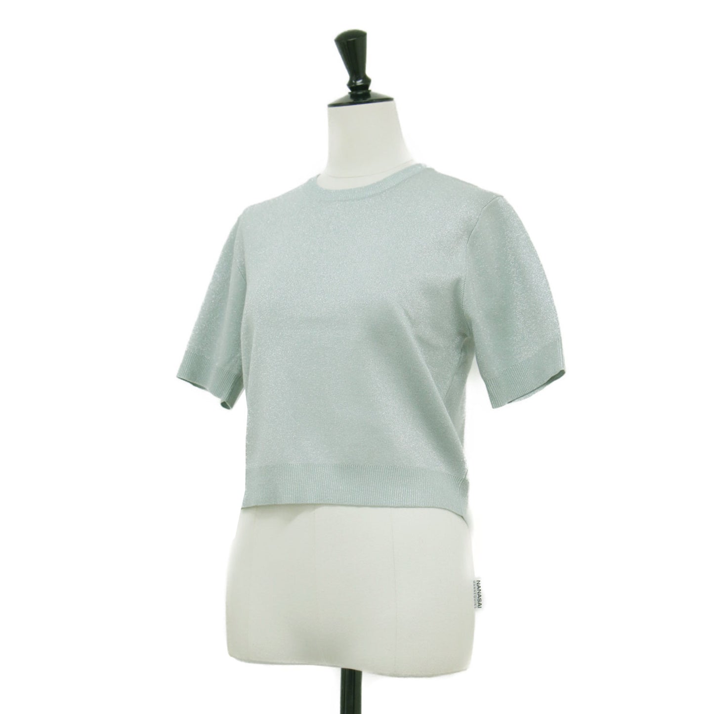 25秋冬 emmiロゴ アンサンブル ニット トップス / カーディガン ハーフスリーブ クルーネック リブ ラメ 刺繍