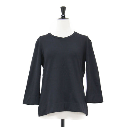 シルク ウール フレアスリーブ カットソー / Tシャツ 7分袖 Vネック ストレッチ