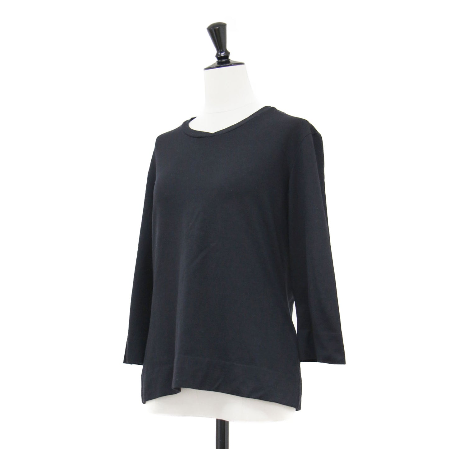 シルク ウール フレアスリーブ カットソー / Tシャツ 7分袖 Vネック ストレッチ