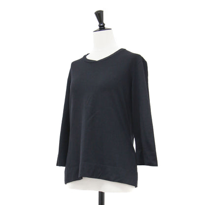 シルク ウール フレアスリーブ カットソー / Tシャツ 7分袖 Vネック ストレッチ