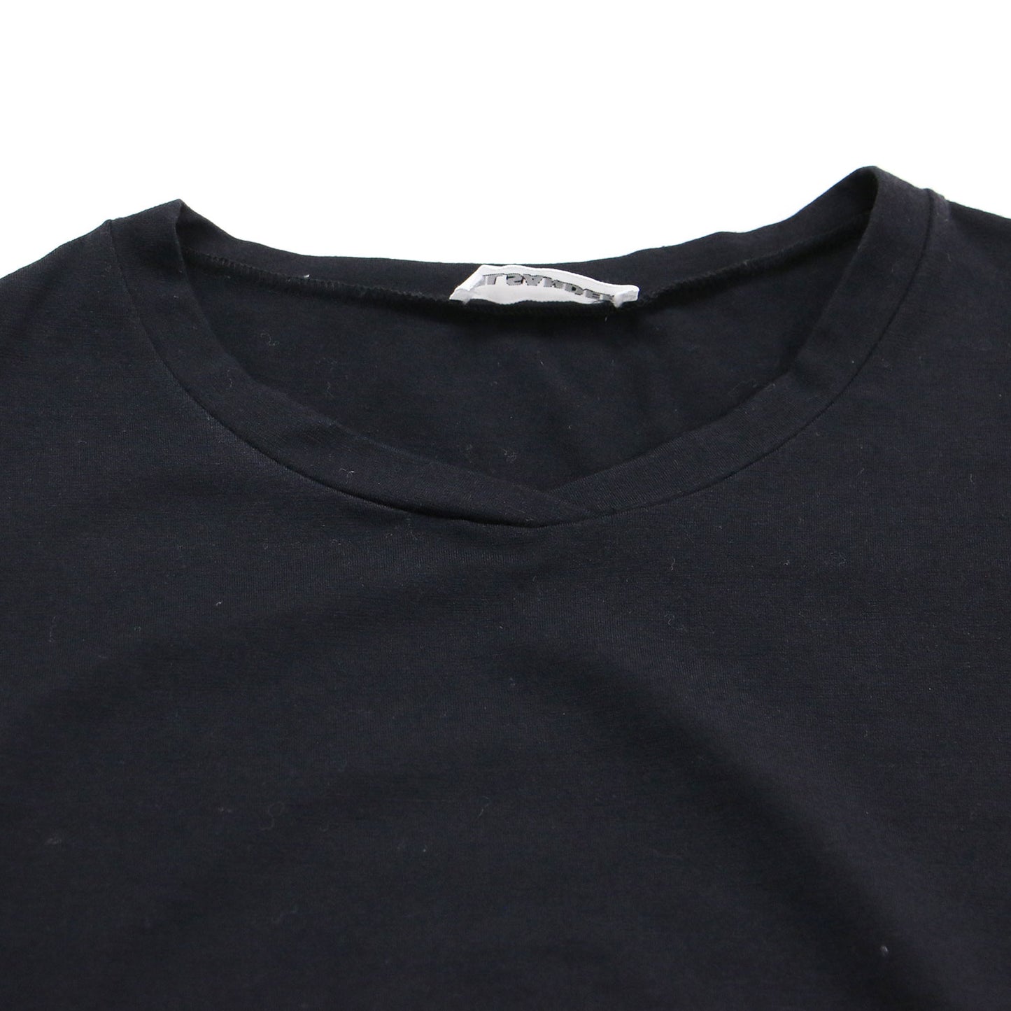 シルク ウール フレアスリーブ カットソー / Tシャツ 7分袖 Vネック ストレッチ