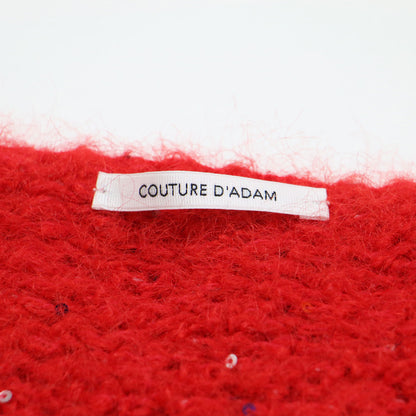 25秋冬 スパンコール フラッフィー ニット カーディガン / Sequin Fluffy Knit CD 長袖 Vネック ミディ丈 ルーズシルエット ボタンレス フロントオープン ウール